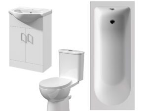 1700mm x 700mm Single Ended Bath With 550mm Vanity, Pan & Cistern
