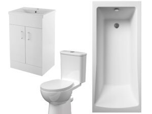 1700mm x 700mm Single Ended Bath With 500mm Vanity, Pan & Cistern