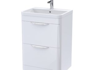 Parade Floor Standing 2 Drawer Vanity Unit with Polymarble Basin 600mm