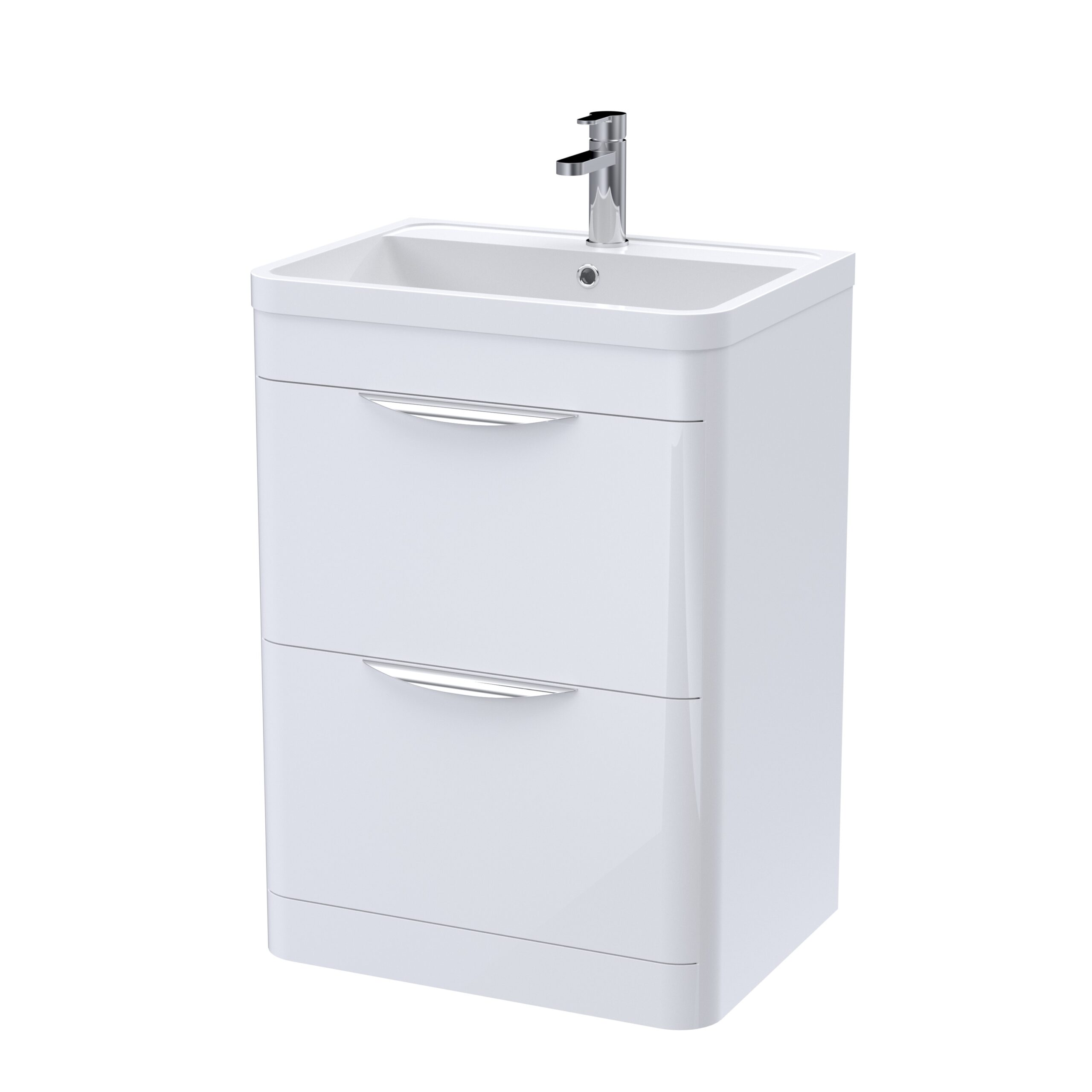 Parade Floor Standing 2 Drawer Vanity Unit with Polymarble Basin 600mm