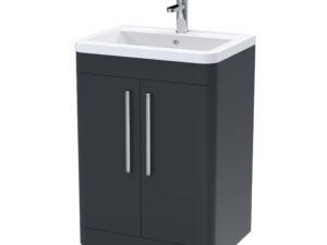 Parade Floor Standing 2 Door Vanity Basin Unit & Ceramic Basin, 600mm