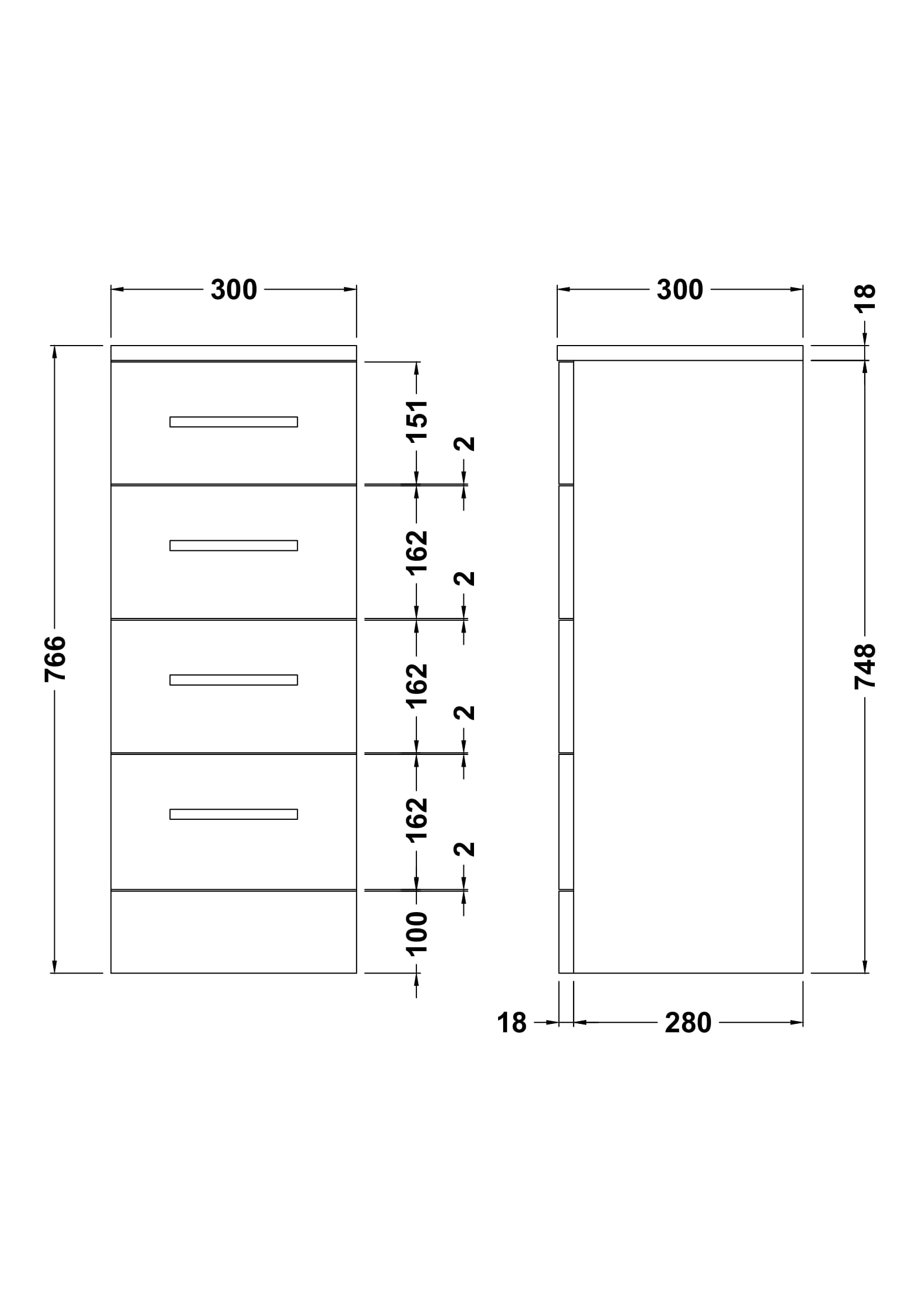 Mayford Floor Standing Slim WC Unit 500mm - Image 2