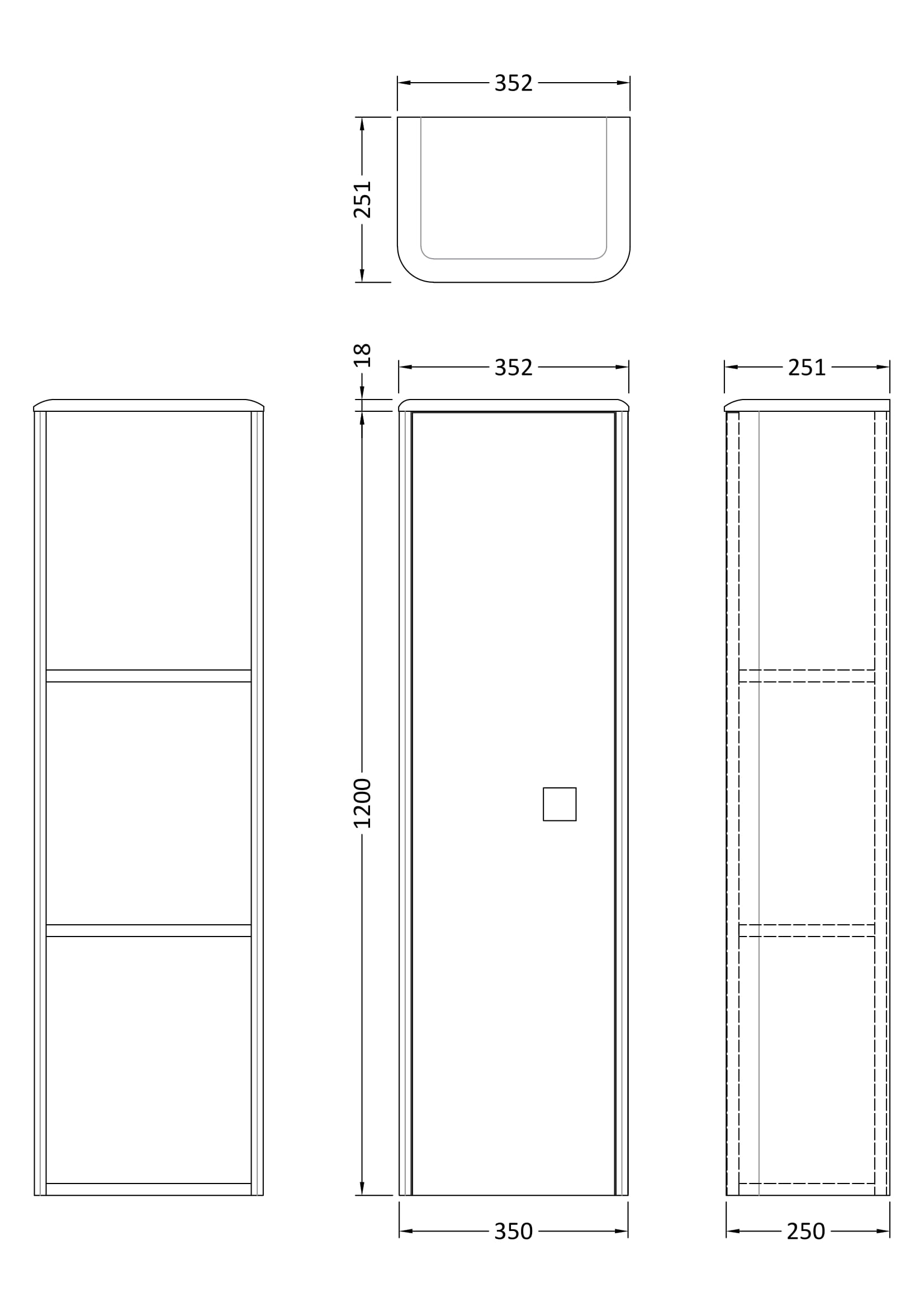 Sarenna Wall Hung 1 Door Tall Unit 350mm - Image 3