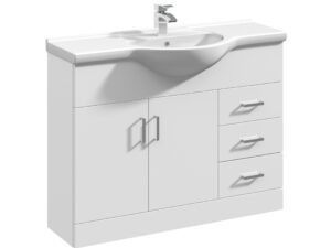 Mayford Floor Standing 2 Door 3 Drawer Vanity Unit with Round Basin 1050mm