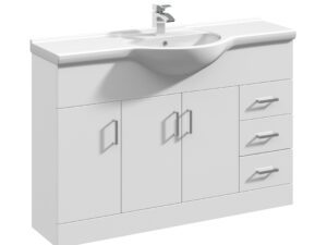 Mayford Floor Standing 3 Door 3 Drawer Vanity Unit with Round Basin 1250mm