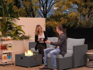 Rattan Corner Sofa With Fire Pit Table