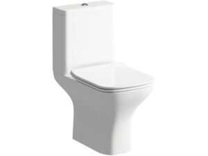 Cedarwood Rimless Short Projection Close Coupled Open Back WC & Wrapover Soft Close Seat