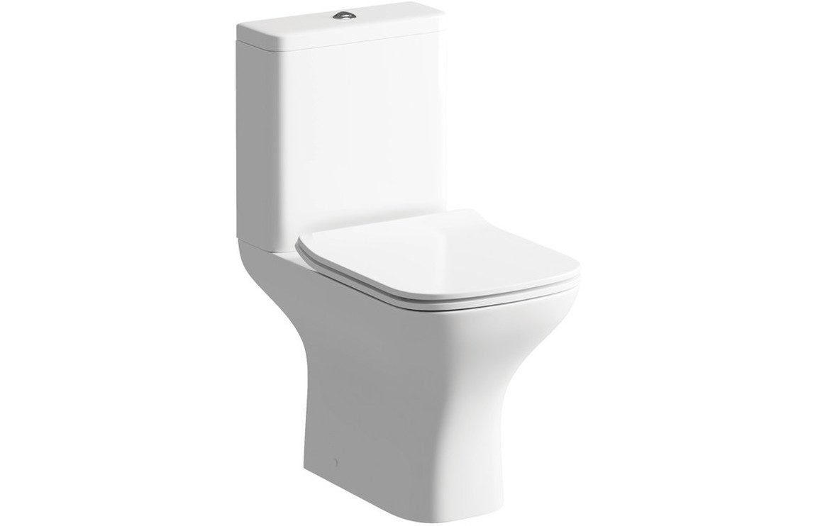 Cedarwood Rimless Short Projection Close Coupled Open Back WC & Wrapover Soft Close Seat