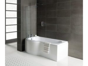 P-Shape 1700x700-850x410mm 0TH Shower Bath, Panel & Screen