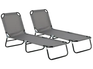 Garden Sun Loungers, with Five-Position Back - Grey
