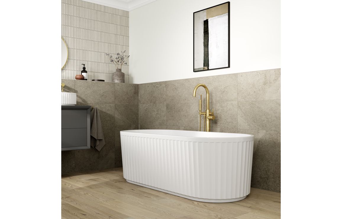 Striata Fluted Freestanding 1700x750x570mm 0TH Bath