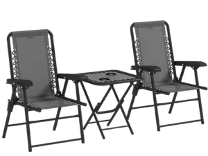Three-Piece Garden Table and Chair Set - Dark Grey