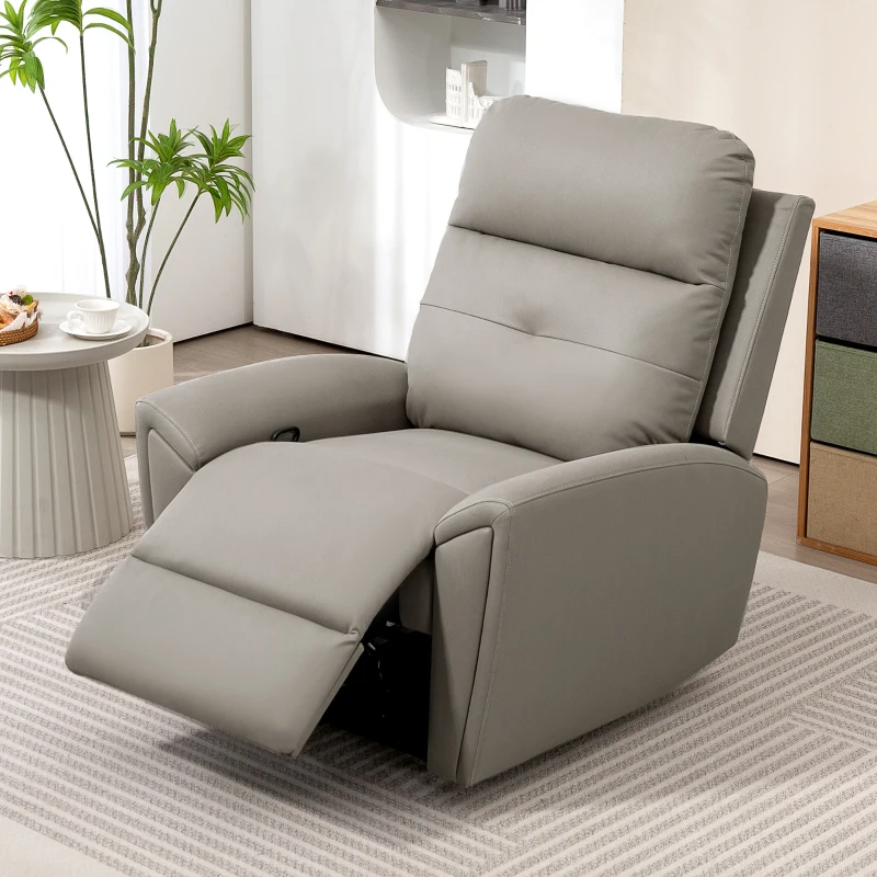 Recliner Armchair, Manual Reclining Chair with Adjustable Leg Rest and Reclining Functions, Modern Microfibre Overstuffed Lounge Seating for Living Room, Bedroom, Grey - Image 4