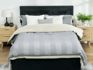 Double Ottoman Bed Frame, with Front Drawer - Black