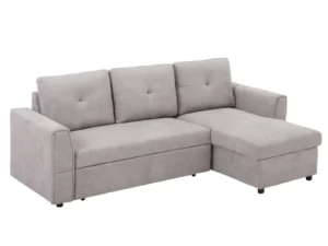 Linen-Look 'L' Storage Sofa Bed - Light Grey