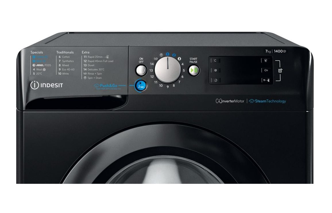 Indesit BWE 71496X KV UK F/S 7kg 1400rpm Washing Machine - Black - Image 3