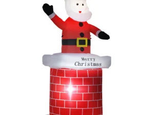 7ft Christmas Inflatable Santa Claus from Chimney, Blow-Up Outdoor LED Garden Display for Lawn, Party