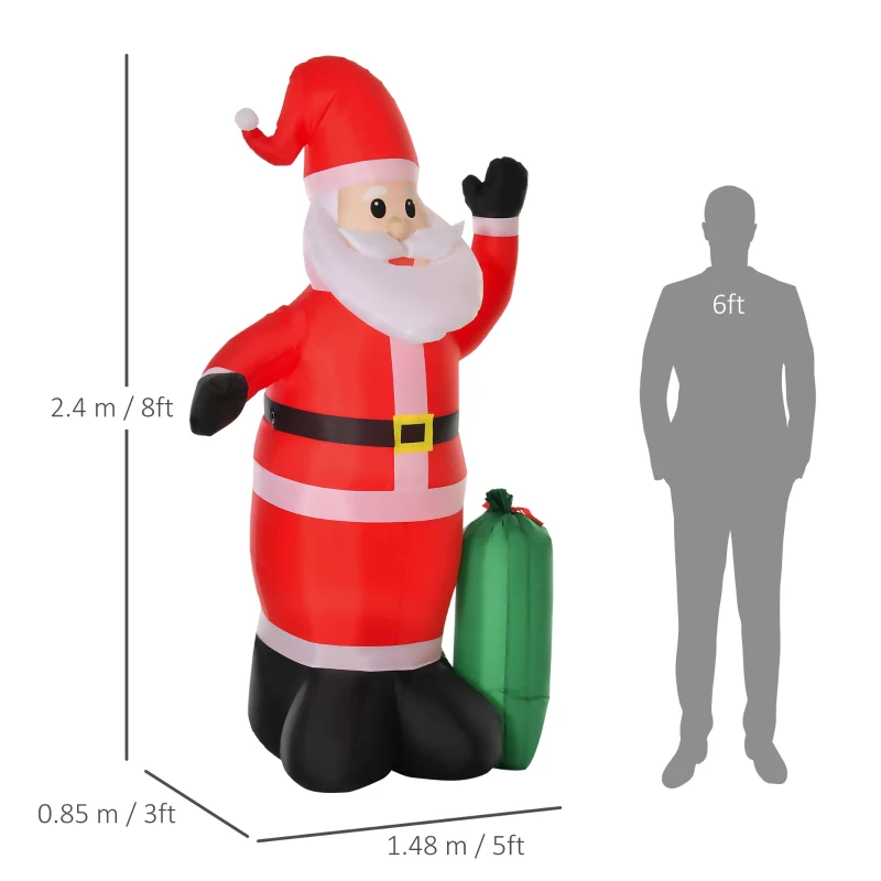 7.5ft Inflatable Christmas Santa Claus with LED Air Blown Xmas Décor Holiday Outdoor Yard Decoration - Image 2