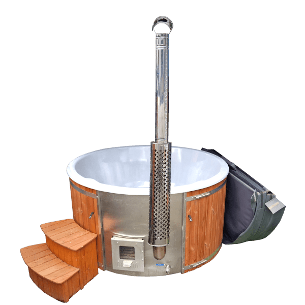 Equinox Hot Tub Elite Wood Fire Spa White / Wood off grid NO ELECTRICS