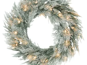 60cm/ 24inch Flocked Prelit Christmas Wreath