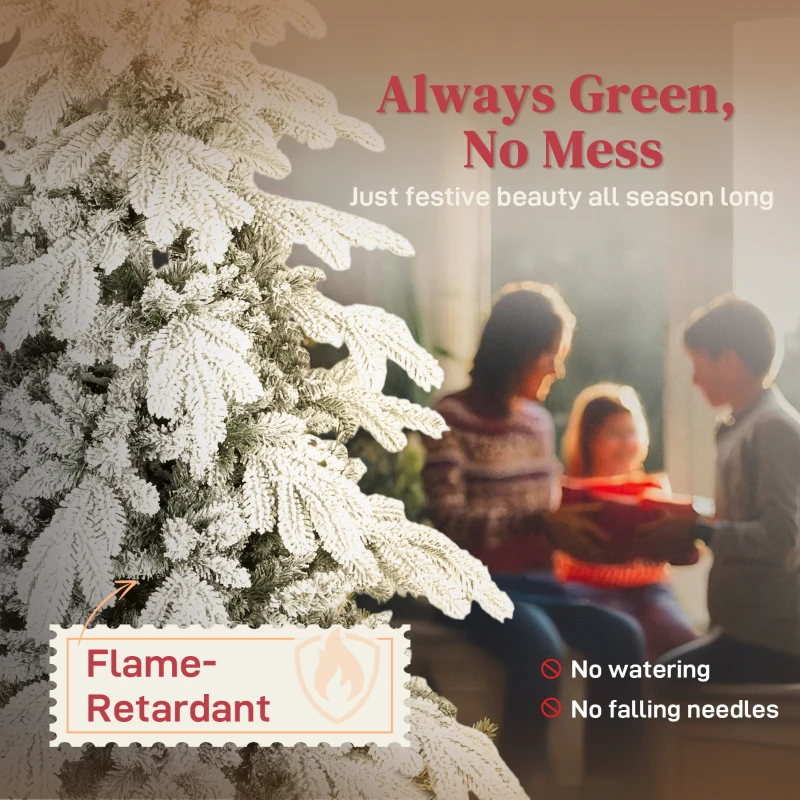 7ft Super Flocked Christmas Tree - Green/White - Image 3