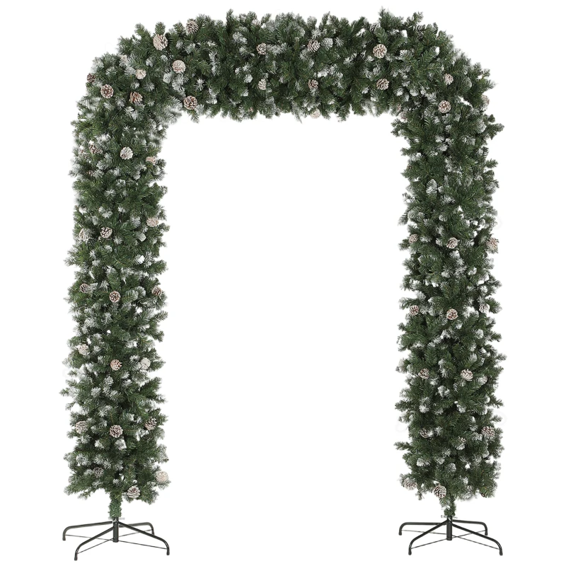 8.2 ft Snow Frosted Christmas Tree Arch, Christmas Arch Doorway Decor with 1800 Tips and 91 Pinecones, Artificial Xmas Tree with Metal Stand for Indoor, Green - Image 4