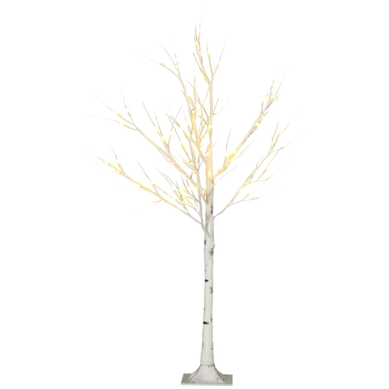 4ft Artificial White Birch Tree Light with Warm White Pre-Lit LED Light for Indoor and Covered Outdoor Use