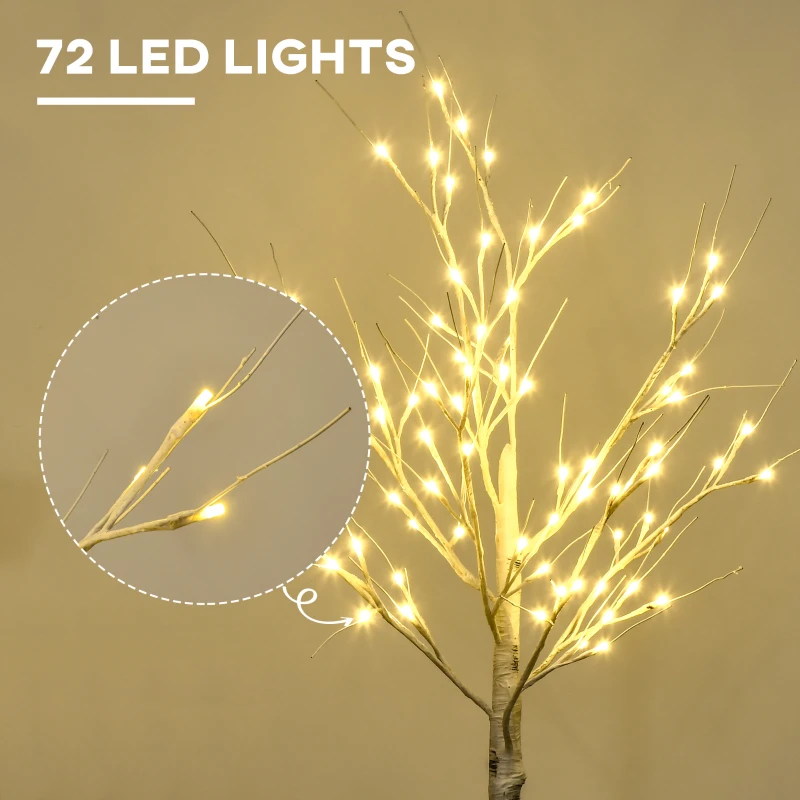 4ft Artificial White Birch Tree Light with Warm White Pre-Lit LED Light for Indoor and Covered Outdoor Use - Image 3