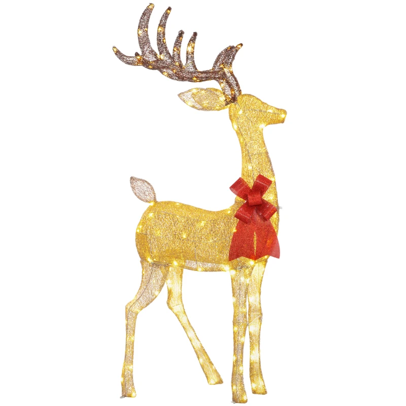 Lighted Reindeer Christmas Decoration, Light Up Christmas Deer with 137 LED Lights for Indoor, Outdoor, Garden, Lawn, Gold Tone - Image 2