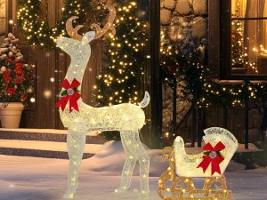 170 LED Light Reindeer and Sleigh Christmas Decoration
