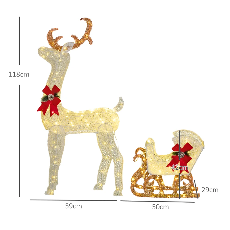 170 LED Light Reindeer and Sleigh Christmas Decoration - Image 3