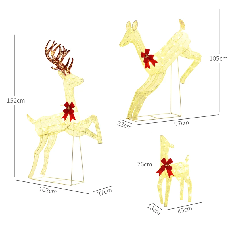 Three-Piece LED Light Reindeer Christmas Decoration - Image 3