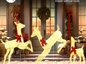 Three-Piece LED Light Reindeer Christmas Decoration