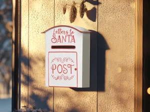Christmas Letter Postbox - White/Red